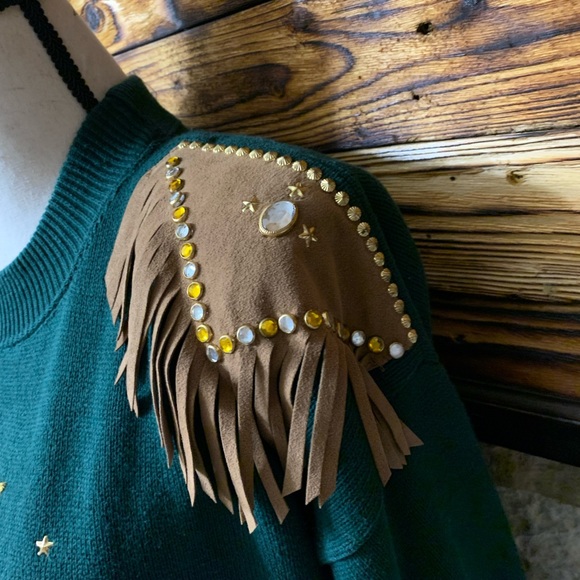 Vintage 1980’s Union Made Embellished Knit Sweater Western Rhinestones Cowgirl - Picture 2 of 8